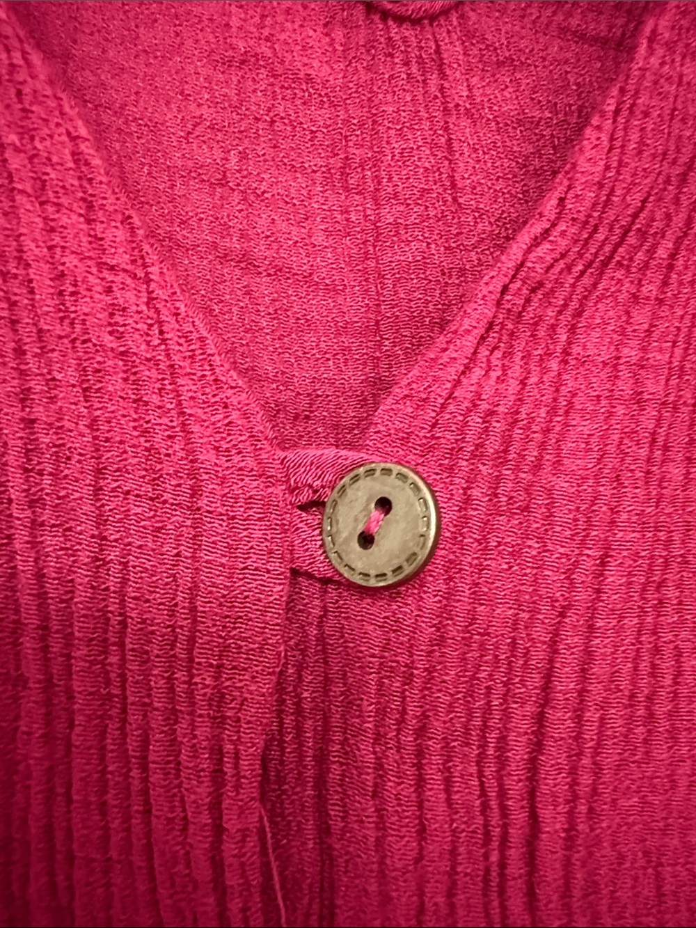 Lily White Raspberry Button-Front Tie-Back V-Neck Top - Picture 6 of 10